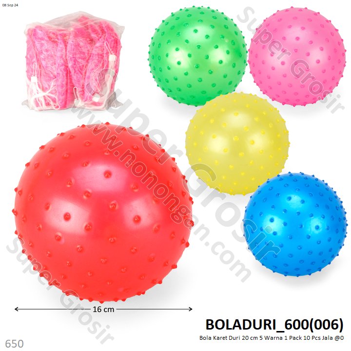 Bola Duri Karet 20 cm 5 Warna 1 Pack 10 Pcs Jala @0