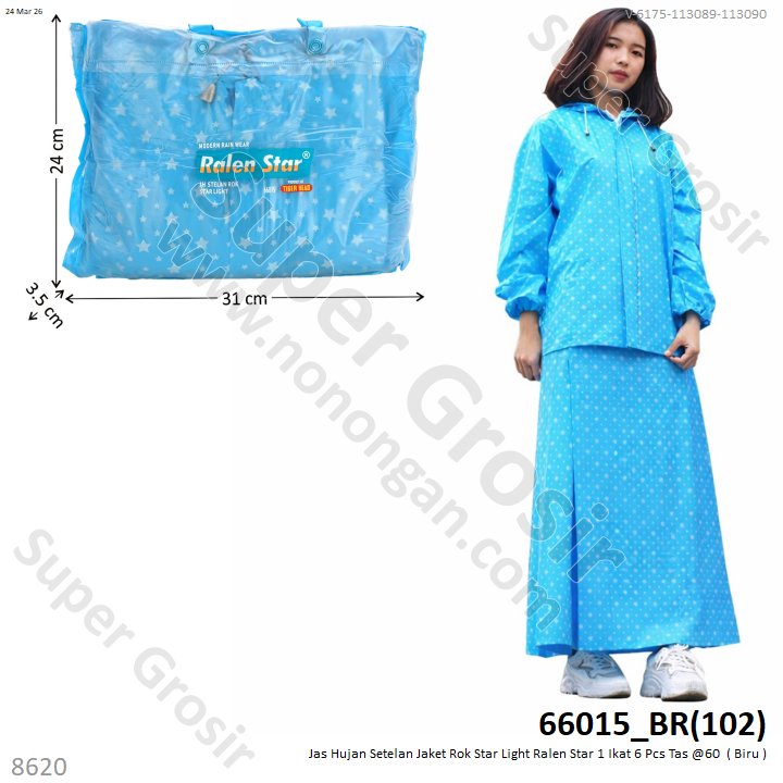 Jas Hujan Setelan Jaket Rok Star Light Ralen Star 1 Ikat 6 Pcs Tas @60