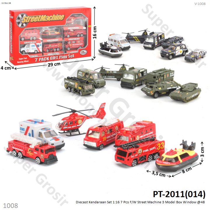 Diecast Kendaraan Set 1:16 7 Pcs F/W Street Machine 3 Model Box Window @48