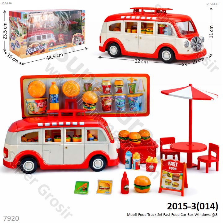 Mobil Food Truck Set F/W Fast Food Car Box Windows @8