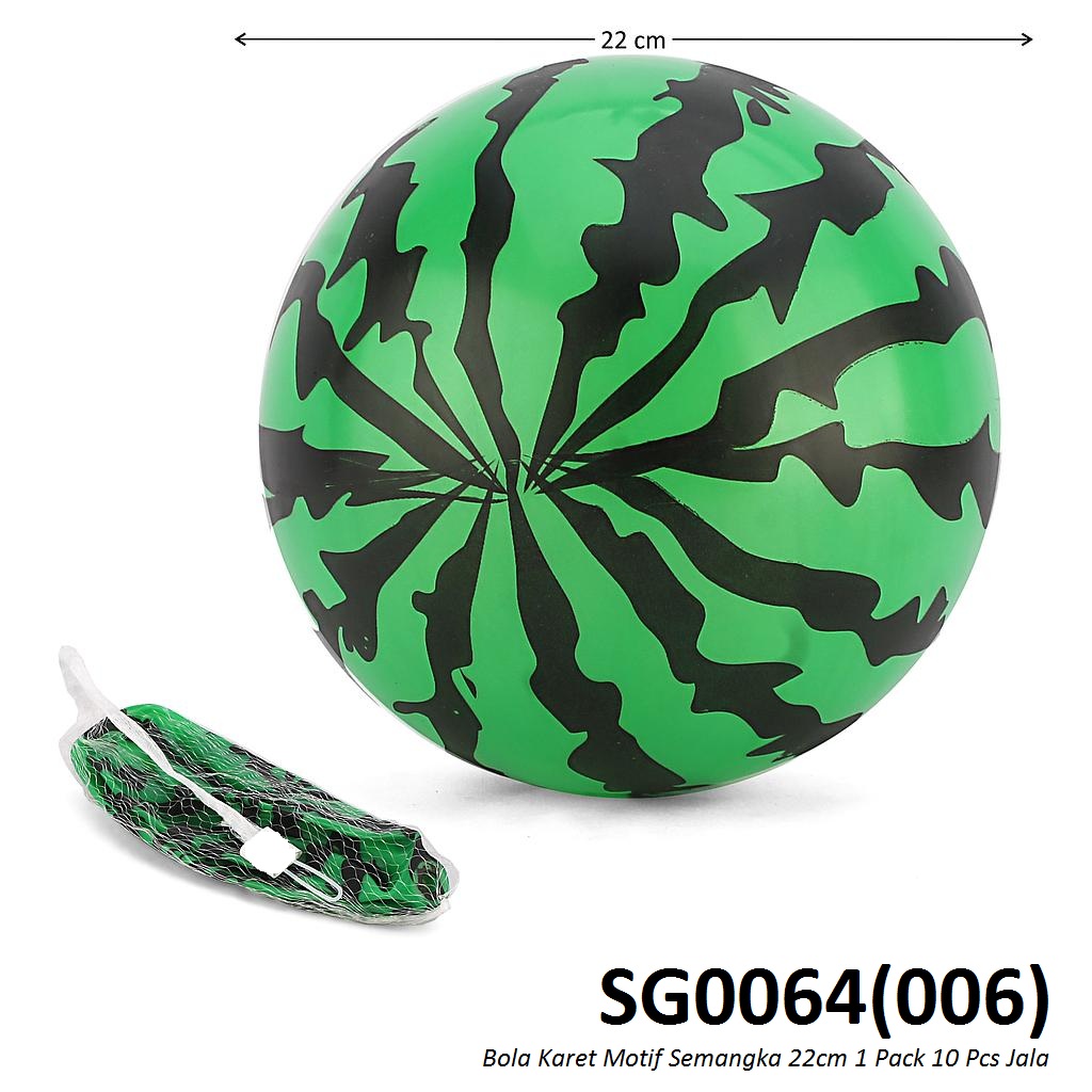 Bola Karet Motif Semangka 22 cm 1 Pack 10 Pcs Jala @600