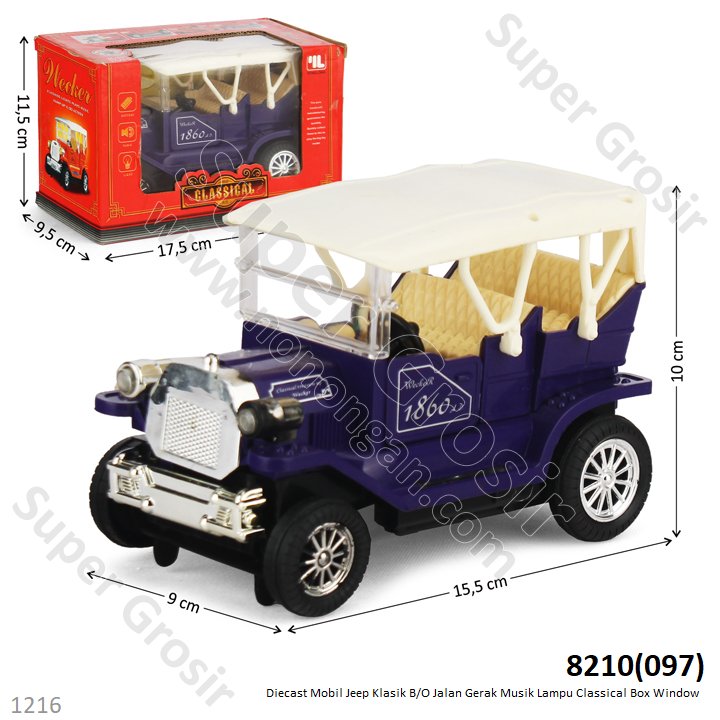 Mobil Klasik B/O Musik Lampu Classical Box Window 