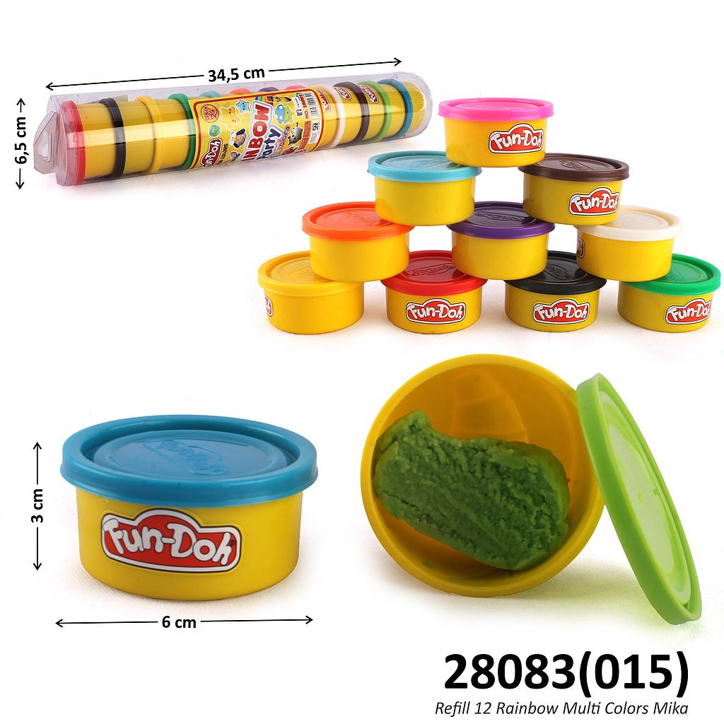 Fun-Doh Refill 12 Pcs 12 Colors Rainbow Party Tabung Mika @30