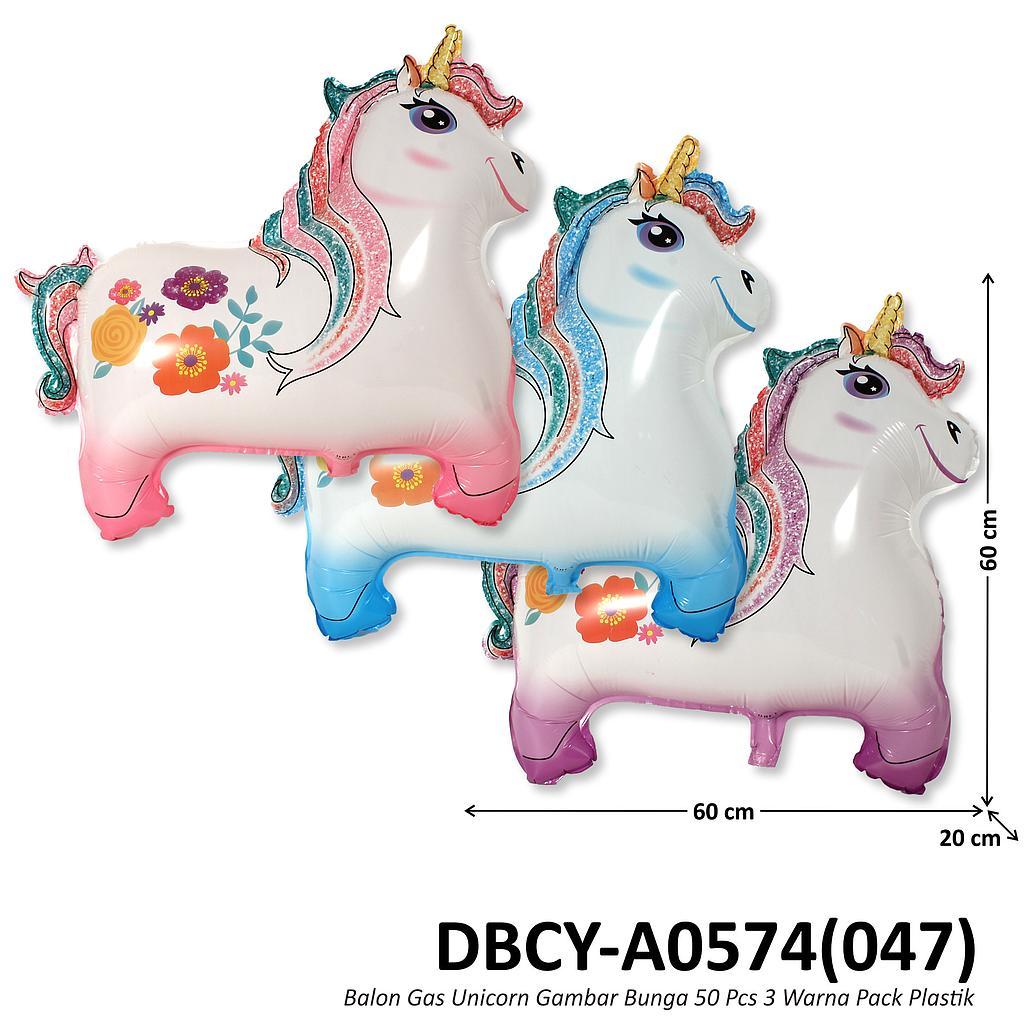 Balon Gas Unicorn Gambar Bunga 50 Pcs 3 Warna Pack Plastik @60