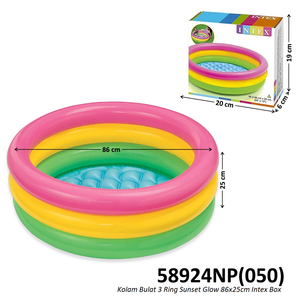 Kolam Renang Anak Bulat 3 Ring Sunset Glow 86x25 cm Intex Box @6