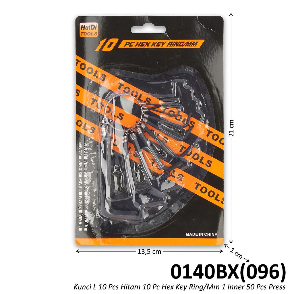 Kunci L Segi 6 (Hex Key) 10 Pcs Hitam 10 Pc Ring /Mm 1 Inner 50 Pcs Press @200