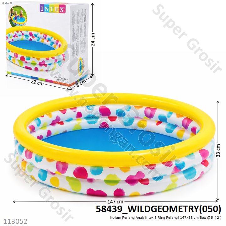 Kolam Renang Anak Intex 3 Ring Pelangi 147x33 cm Box @6