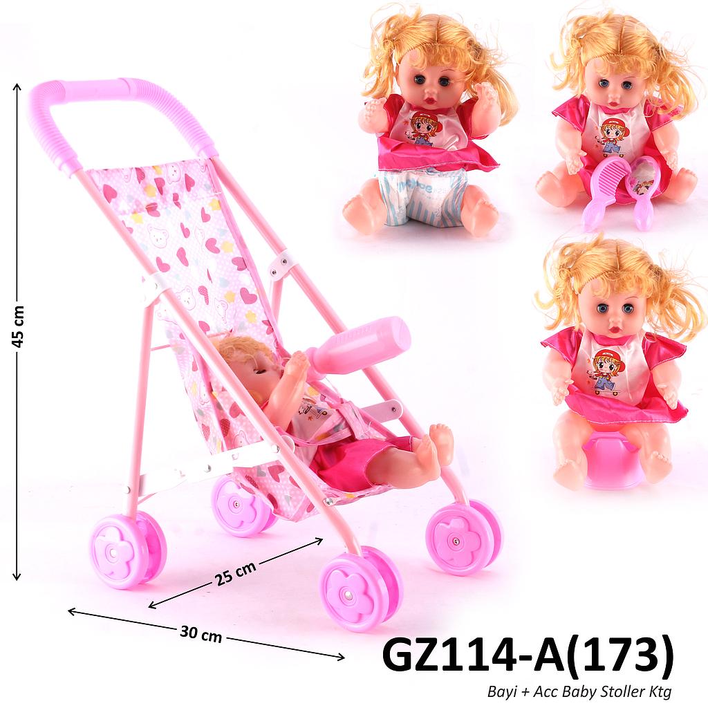 Mainan Stroller Bayi Set Boneka dan Acc Baby Stroller Ktg PVC @48