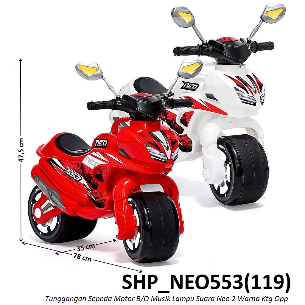 Tunggangan Sepeda Balance Bike Motor B/O Musik Lampu Suara Neo Ktg Opp @4
