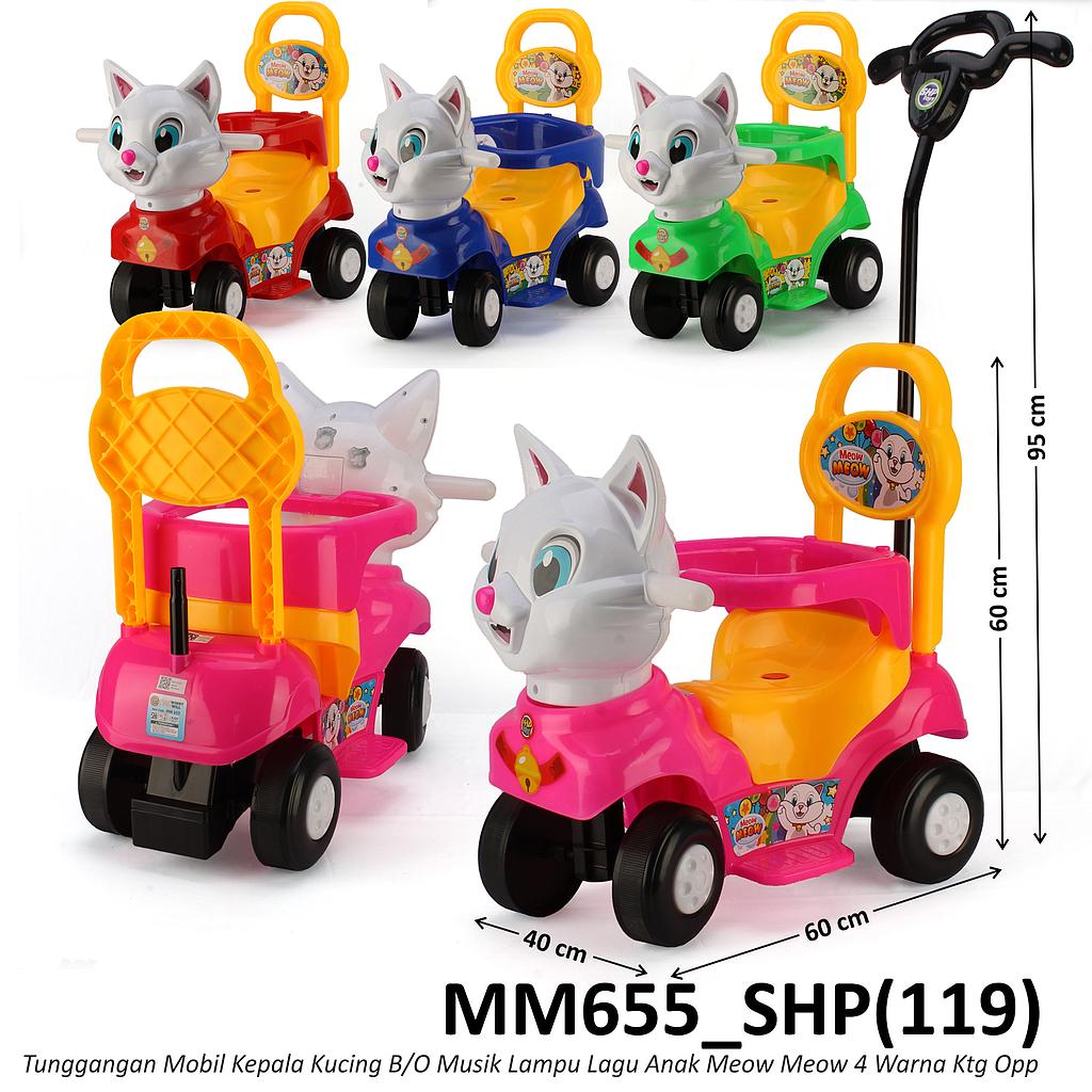 Tunggangan Sepeda Balance Bike Kepala Kucing Roda 4 B/O Musik Lampu Lagu Anak Meow Meow 4 Warna Ktg Opp @4