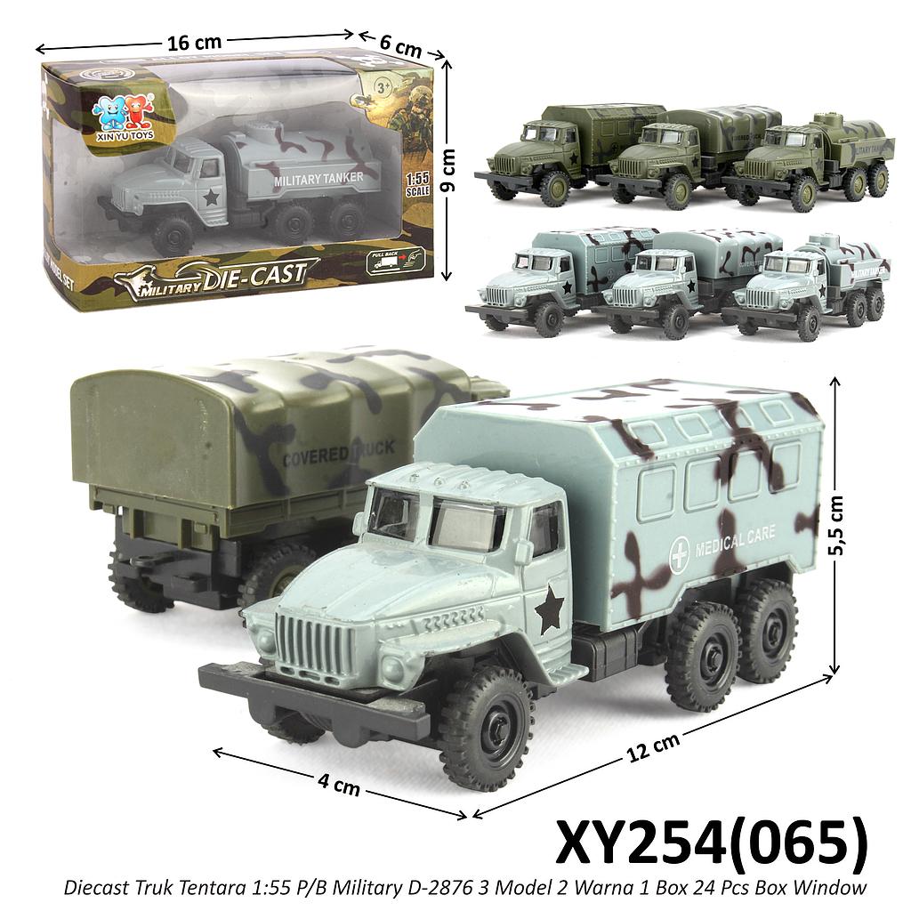 Diecast Truk Tentara 1:55 P/B Military D-2876 3 Model 2 Warna 1 Box 24 Pcs Box Window @192