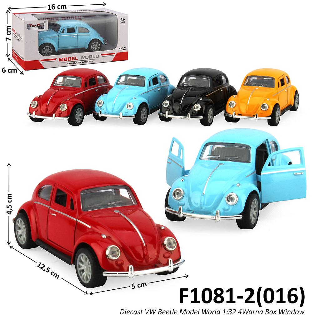 Diecast Mobil VW Beetle P/B 1:32 Model World 1 Set 4 Pcs 1 Inner 72 Pcs Box Window @144