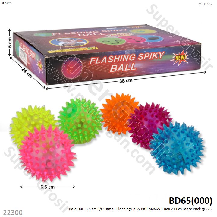 Bola Duri 6,5 cm B/O Lampu Flashing Spiky Ball MAS65 1 Box 24 Pcs Loose Pack @576
