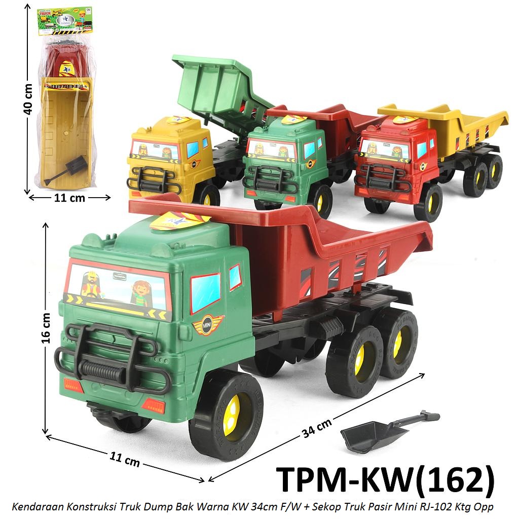 Truk Dump Tronton + Sekop F/W 34 cm Warna KW Truk Pasir Mini RJ-102 Ktg Opp @75