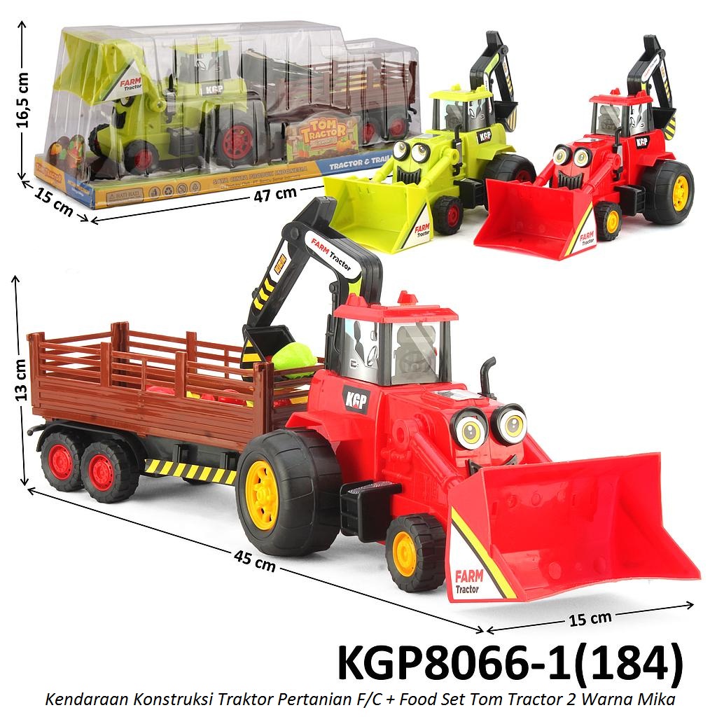 Traktor Trailer Bulldozer Excavator F/C 45 cm + Buah Tom Tractor 2 Warna Box Mika @24