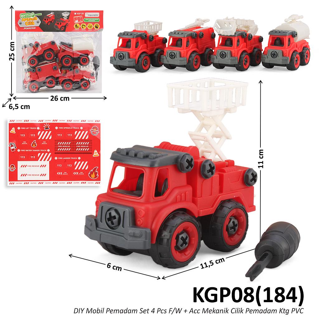 Truk Damkar 4 Pcs F/W + Obeng DIY Mekanik Cilik Pemadam Ktg PVC @72