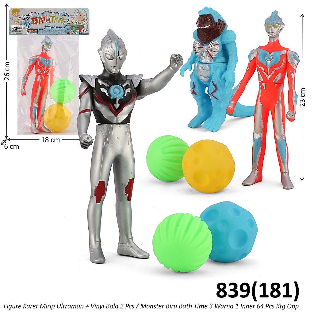Vinyl Ultraman / Kaiju Set Bola 2 Pcs Karet Bath Time 1 Inner 64 Pcs Ktg Opp @128
