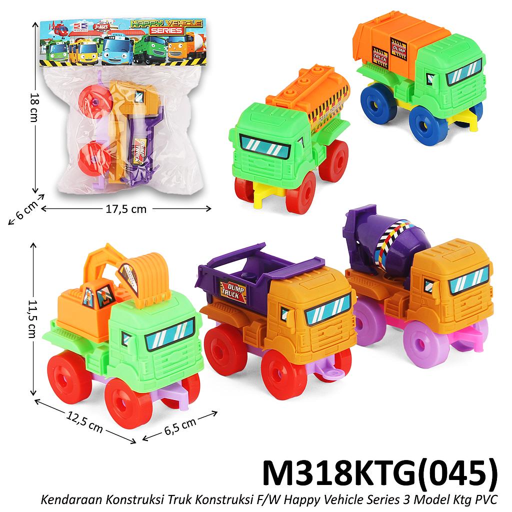 Truk Konstruksi F/W Happy Vehicle Series 1 Pack 12 Pcs Ktg PVC @196