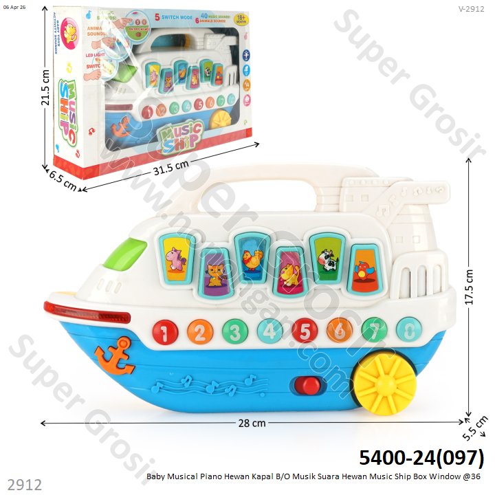 Baby Musical Piano Kapal B/O Musik Suara Hewan Music Ship Box Window @36 