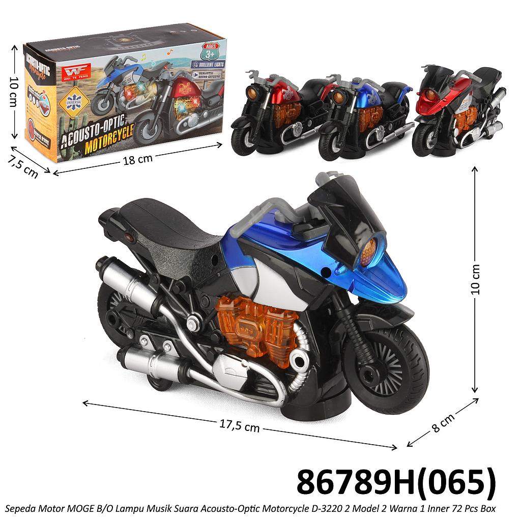 Sepeda Motor MOGE B/O Musik Suara Lampu Acousto-Optic Motorcycle D-3220 2 Model 2 Warna 1 Inner 72 Pcs Box @144