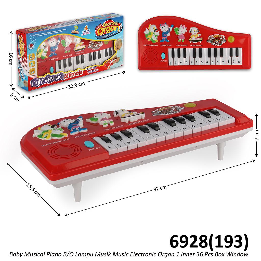 Piano Hewan B/O Musik Lampu Music Electronic Organ 1 Inner 36 Pcs Box Window @72