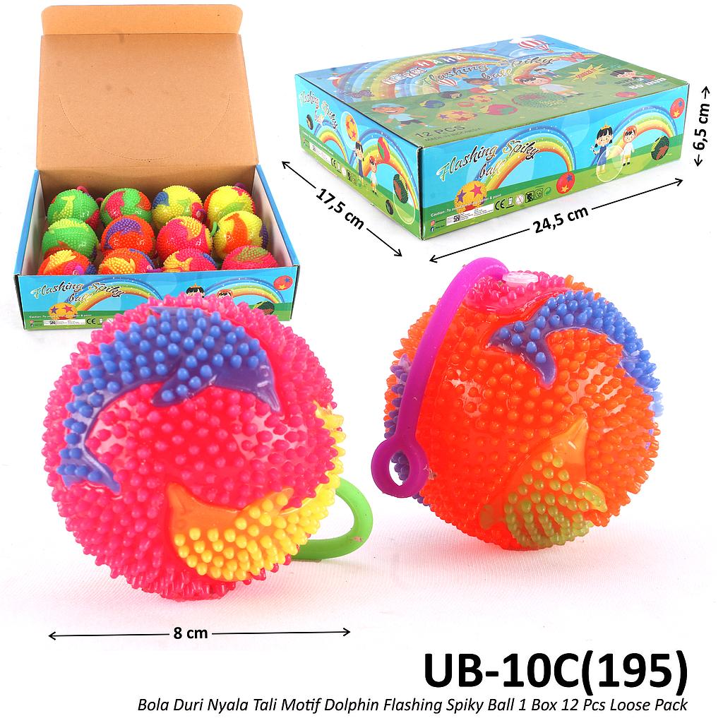 Squeaker Bola Duri Tali B/O Lampu 8 cm Flashing Spiky Ball 1 Box 12 Pcs Loose Pack @360