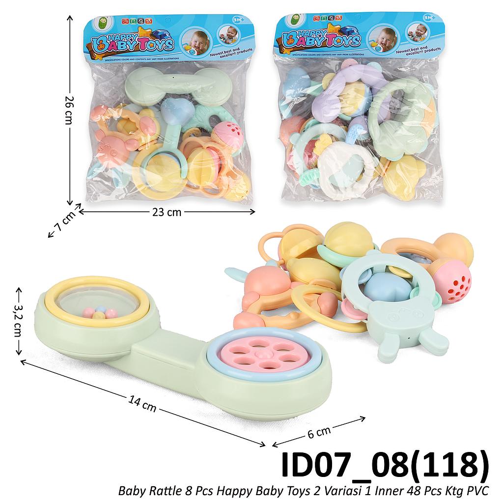 Baby Rattle 8 Pcs Happy Baby Toys 2 Variasi 1 Inner 48 Pcs Ktg PVC @96