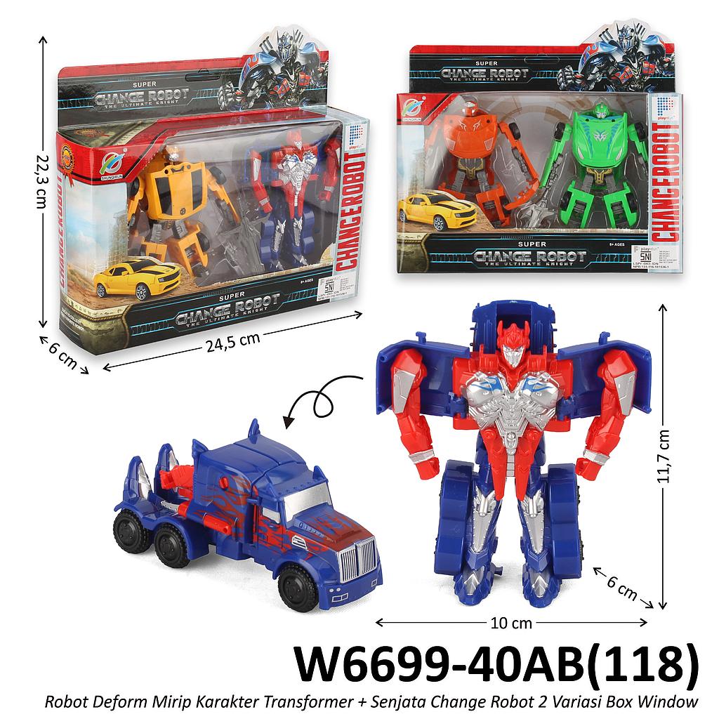 Robot Deform Transformer 2 Pcs + Senjata Change Robot 2 Variasi Box Window @72