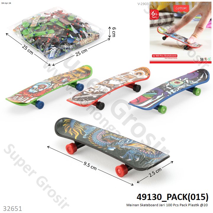 Mainan Skateboard Jari 100 Pcs Pack Plastik @20