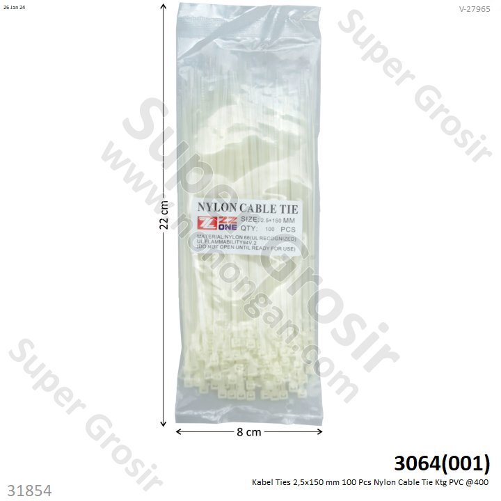 Kabel Ties 2,5x150 mm 100 Pcs Nylon Cable Tie 1 Pack 10 Pcs Ktg PVC @400