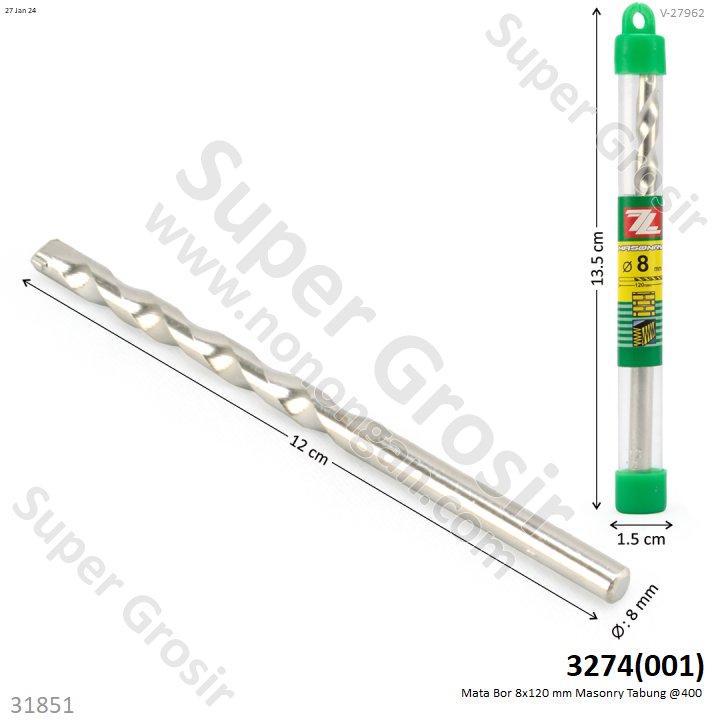 Mata Bor 8x120 mm Masonry Tabung @400