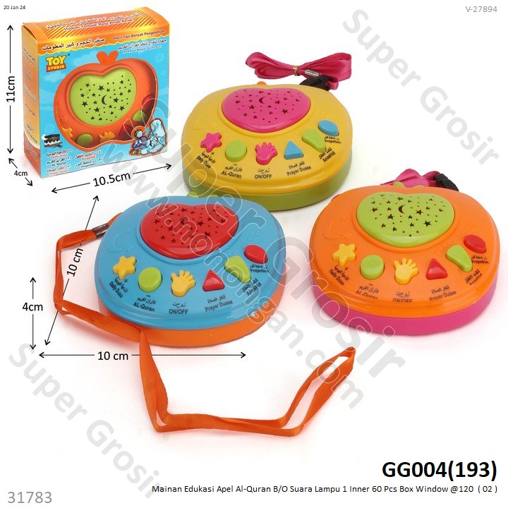 Mainan Edukasi Apel Al-Qur'an B/O Suara Lampu 1 Inner 60 Pcs Box Window @120