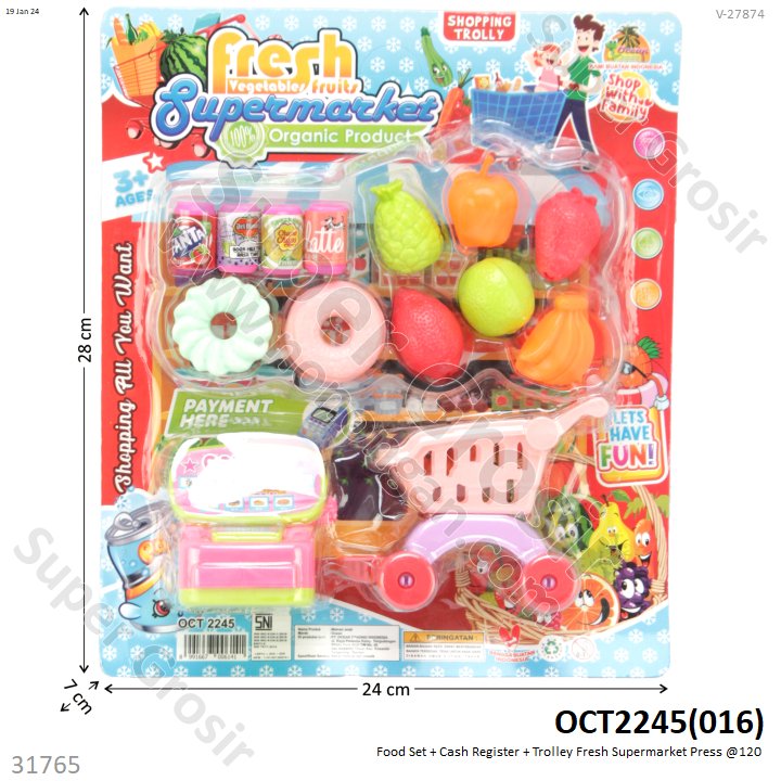 Mainan Kasir Cash Register + Trolley Belanja Fresh Supermarket Press @120