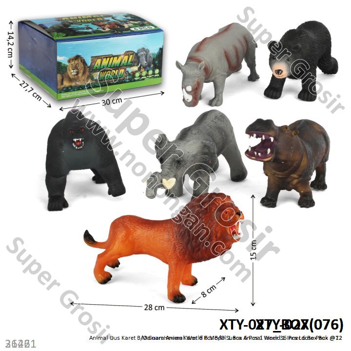 Hewan Liar Karet Set 6 Pcs B/O Suara Animal World 1 Inner 6 Box Box @12