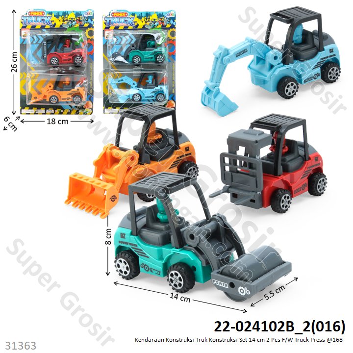 Truk Konstruksi Set 2 Pcs F/W 14 cm Truck Press @168 