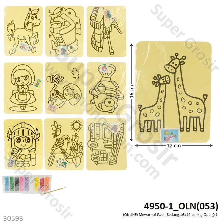 Mewarnai Pasir Sedang 16x12 cm 1 Ikat 10 Pcs 1 Pack 100 Pcs Ktg Opp @2000