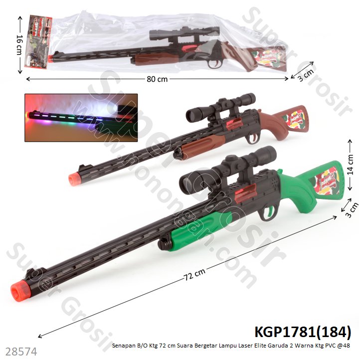Senapan B/O Suara Bergetar Lampu Laser 72 cm Elite Garuda Ktg PVC @48