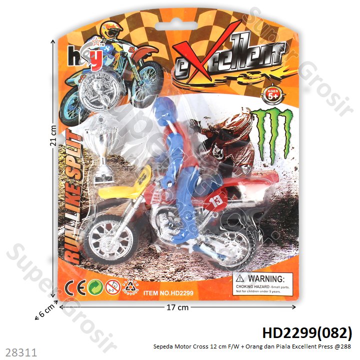 Sepeda Motor Trail Set Pengendara dan Piala F/W 12 cm Excellent Press @288