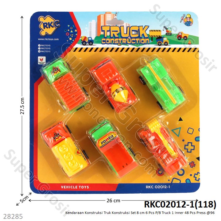 Truk Konstruksi Set 6 Pcs P/B 8 cm Truck 1 Inner 48 Pcs Press @96 