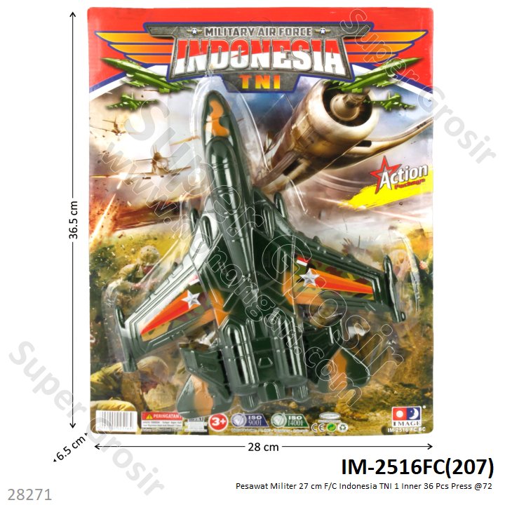 Pesawat Militer 27 cm F/C Indonesia TNI 1 Inner 36 Pcs Press @72