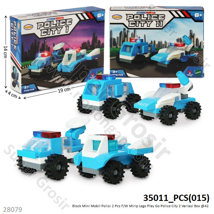 Mini Block Mobil Polisi 2 Pcs F/W Play Go Police City 2 Model 1 Ikat 2 Pcs Box @42