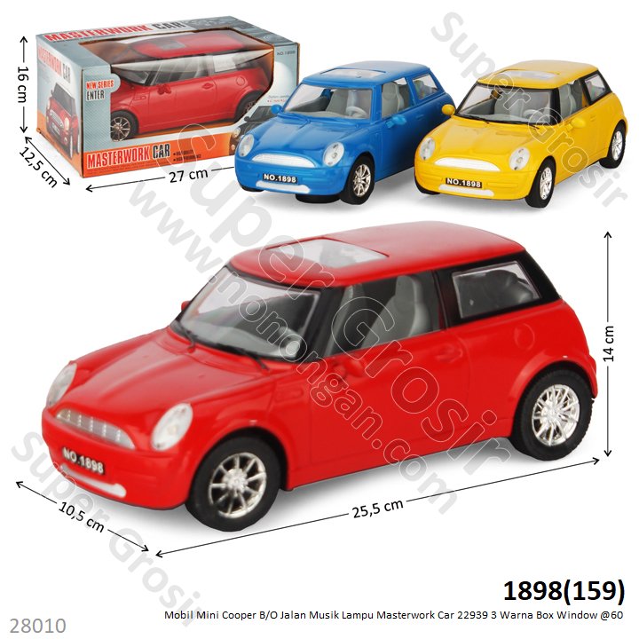 Mobil Mini Cooper B/O Jalan Musik Lampu Masterwork Car 22939 3 Warna Box Window @60