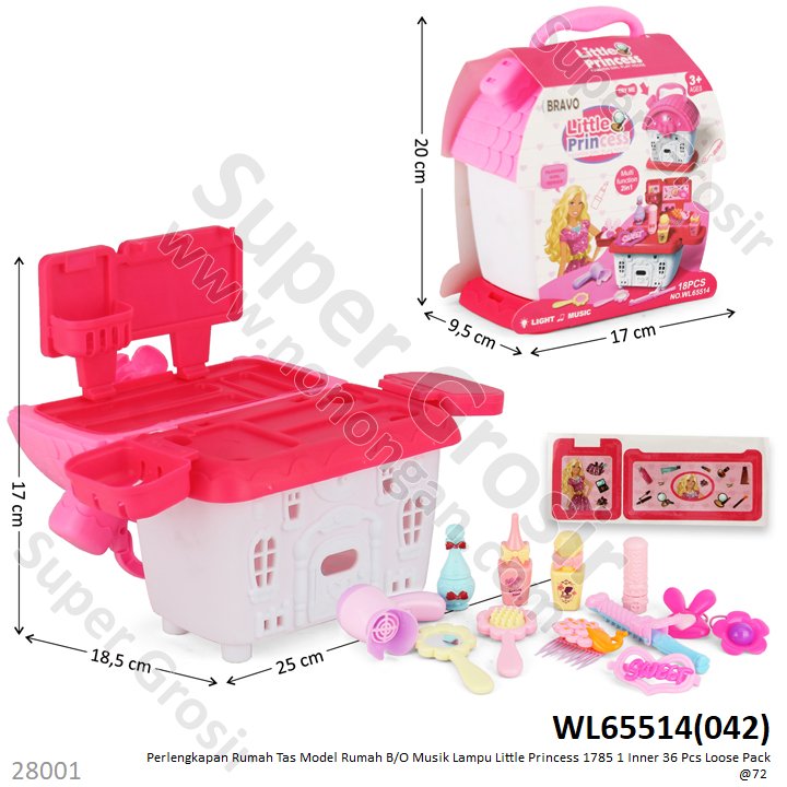 Make Up Set Meja Rias Koper Rumah B/O Musik Lampu Little Princess 1785 1 Inner 36 Pcs Loose Pack @72