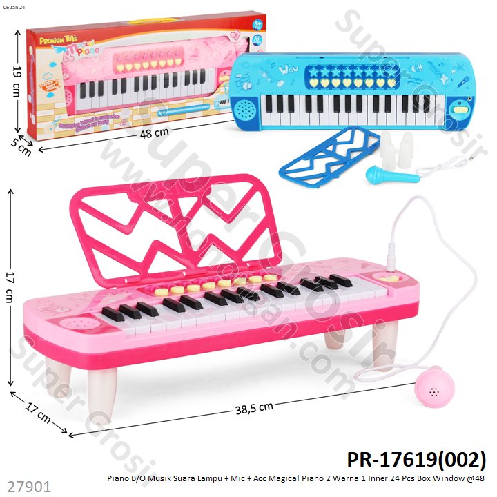 Piano B/O Suara Musik Lampu + Mic dan Acc Magical Piano 1 Inner 24 Pcs Box Window @48