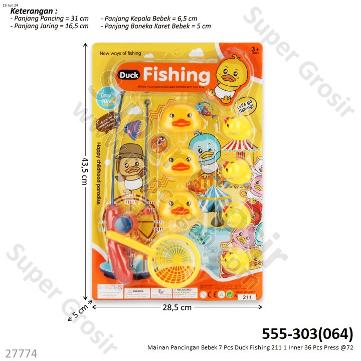 Pancingan Bebek 7 Pcs Set Serokan Duck Fishing 211 1 Inner 36 Pcs Press @72