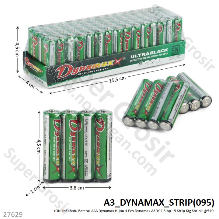 (ONLINE) Batu Baterai AAA Hijau 4 Pcs Dynamaxx Ktg Shrink @1