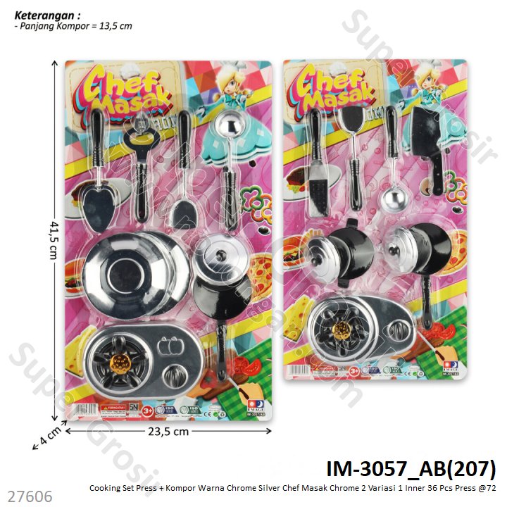 Cooking Set Kompor Panci Chrome Chef Masak 1 Inner 36 Pcs Press @72