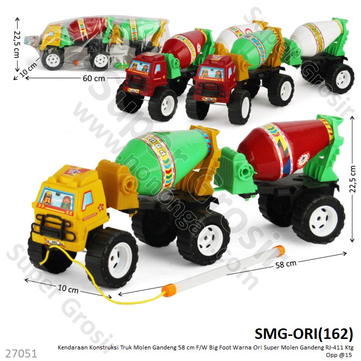 Truk Molen Gandeng Roda Besar F/W 58 cm Warna Ori Super RJ-411 Ktg Opp @15