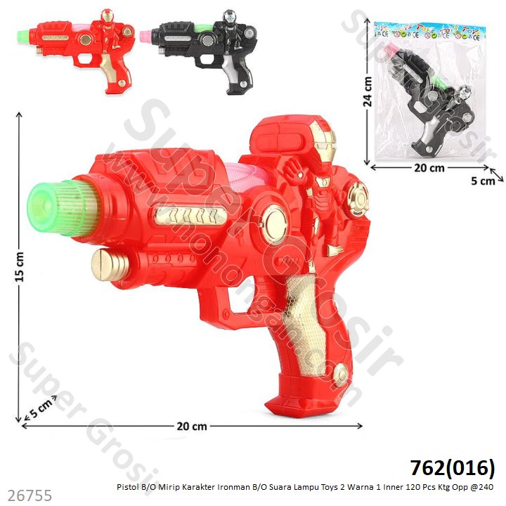 (OBRAL) Pistol Ironman B/O Suara Lampu Toys Ktg Opp @240