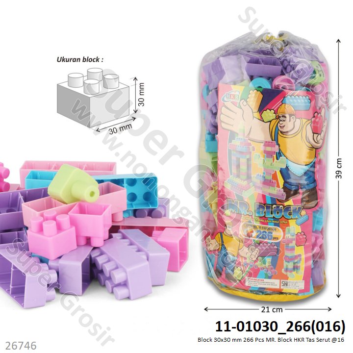 Block 30x30 mm 266 Pcs MR. Block HKR Tas Serut @16